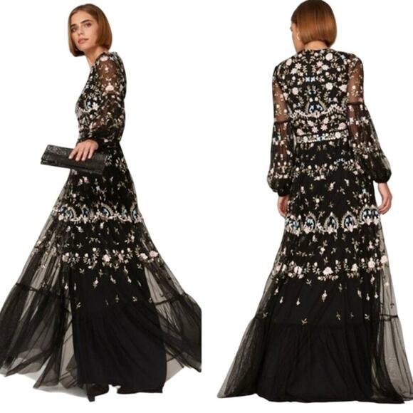 Mac Duggal Dresses & Skirts - Mac Duggal 35111 Floral Embellished Embroidered Gown Blouson Sleeves Size 6‎ NWT